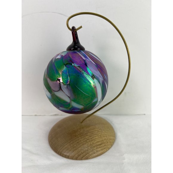VTG Hand Spun Blown Glass Art Ornament w/ Stand Stateline Myrtlewood - Picture 3 of 8